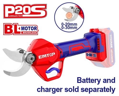 Էտի մկրատ մարտկոցային 20Վ 20 մմ/30 մմ EMTOP ELSL20305