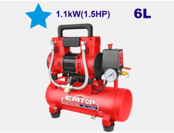 Կոմպրեսոր 6լ 1100Վտ անձայն և առանց յուղ  EMTOP EACPS15063