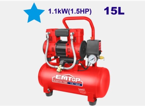 Compressor 15L 1100W silent and oil-free EMTOP EACPS15153
