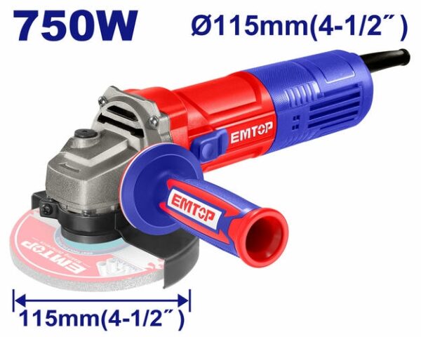 Անկյունային հղկող մեքենա 115մմ 750Վատտ EMTOP EAGR07581
