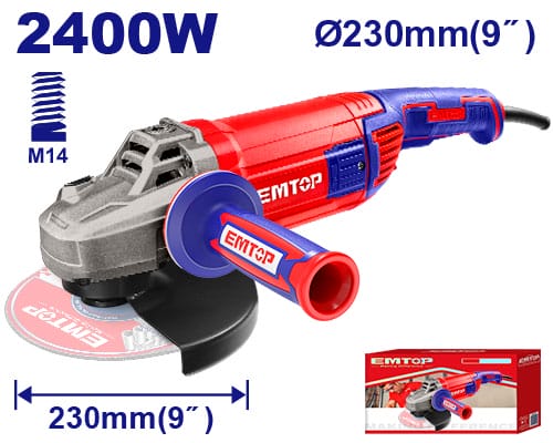 Անկյունային հղկող մեքենա 230մմ 2400Վատտ EMTOP EAGR24093