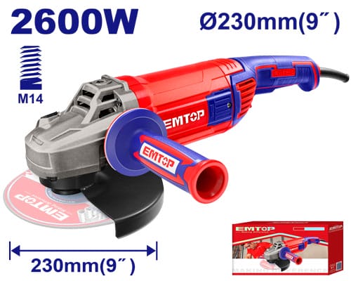Անկյունային հղկող մեքենա 230մմ 2600Վատտ EMTOP EAGR26093