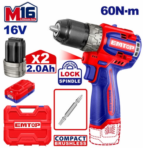 Cordless Drill-Driver 16W 60NM EMTOP ECDL16682