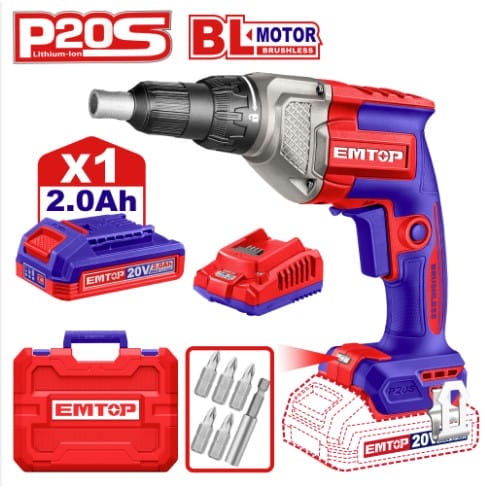Cordless Drywall Screwdriver 1/4 20V EMTOP ECDSL20428
