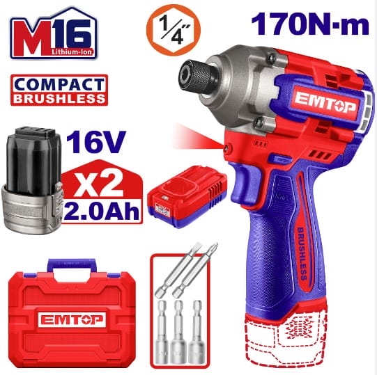 Cordless impact driver 16V EMTOP ECIRL16178