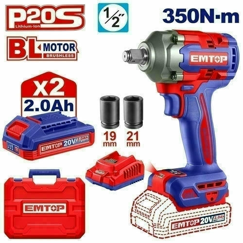 Հարվածային գայկավյորտ մարտկոցային 1/2 20Վ 350Նմ EMTOP ECIWL2035