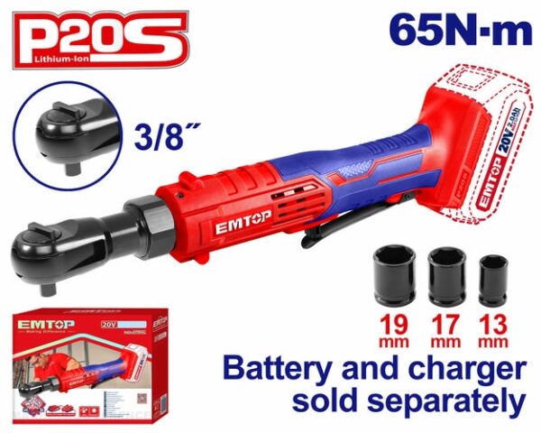 Ճռիկ մարտկոցային 3/8” 65Նմ EMTOP  EDRL2060151