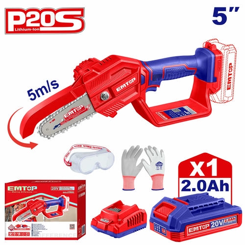 Մինի շղթայավոր սղոց մարտկոցային 20Վ 5"(13սմ)  EMTOP ELGA20581