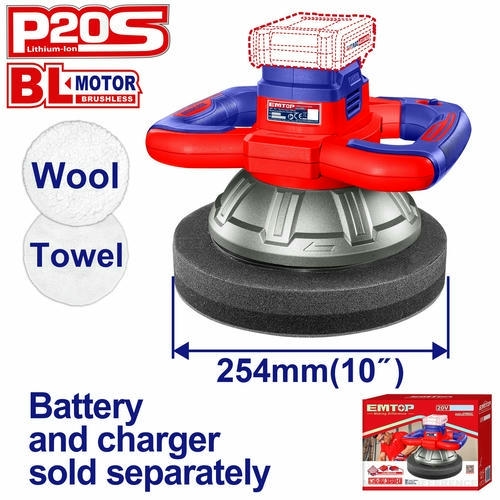 Cordless polisher 20V 254mm EMTOP ELAP202548