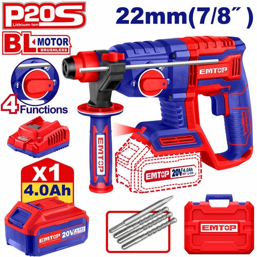 Cordless SDS Plus Rotary Hammer 20V 2J EMTOP ELRH202081
