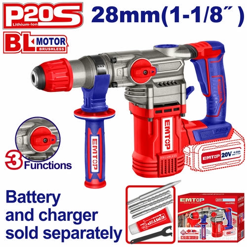 Cordless SDS Plus Rotary Hammer 20V 4.5J EMTOP ELRH20288