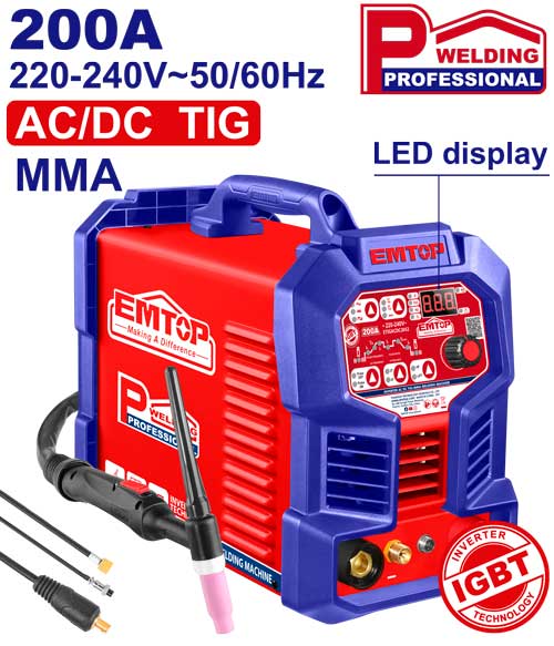 Inverter եռակցման մեքենա 200A AC DC TIG/MMA EMTOP ETIGACDC2052